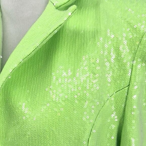 Bronx and Banco Zizi Neon Green Sequin Embellished Blazer Size XS 2 - Picture 10 of 16